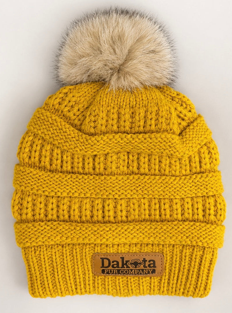 Designer Knit Real Fur Pom Hat – Golden