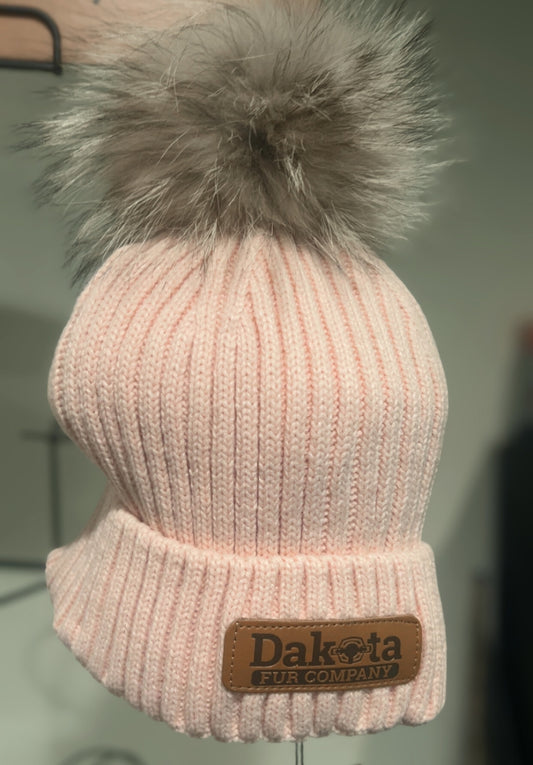 Fur Pom-Pom Beanie - Pink