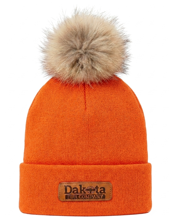 Traditional Real Fur Pom Beanie – Hunter Orange