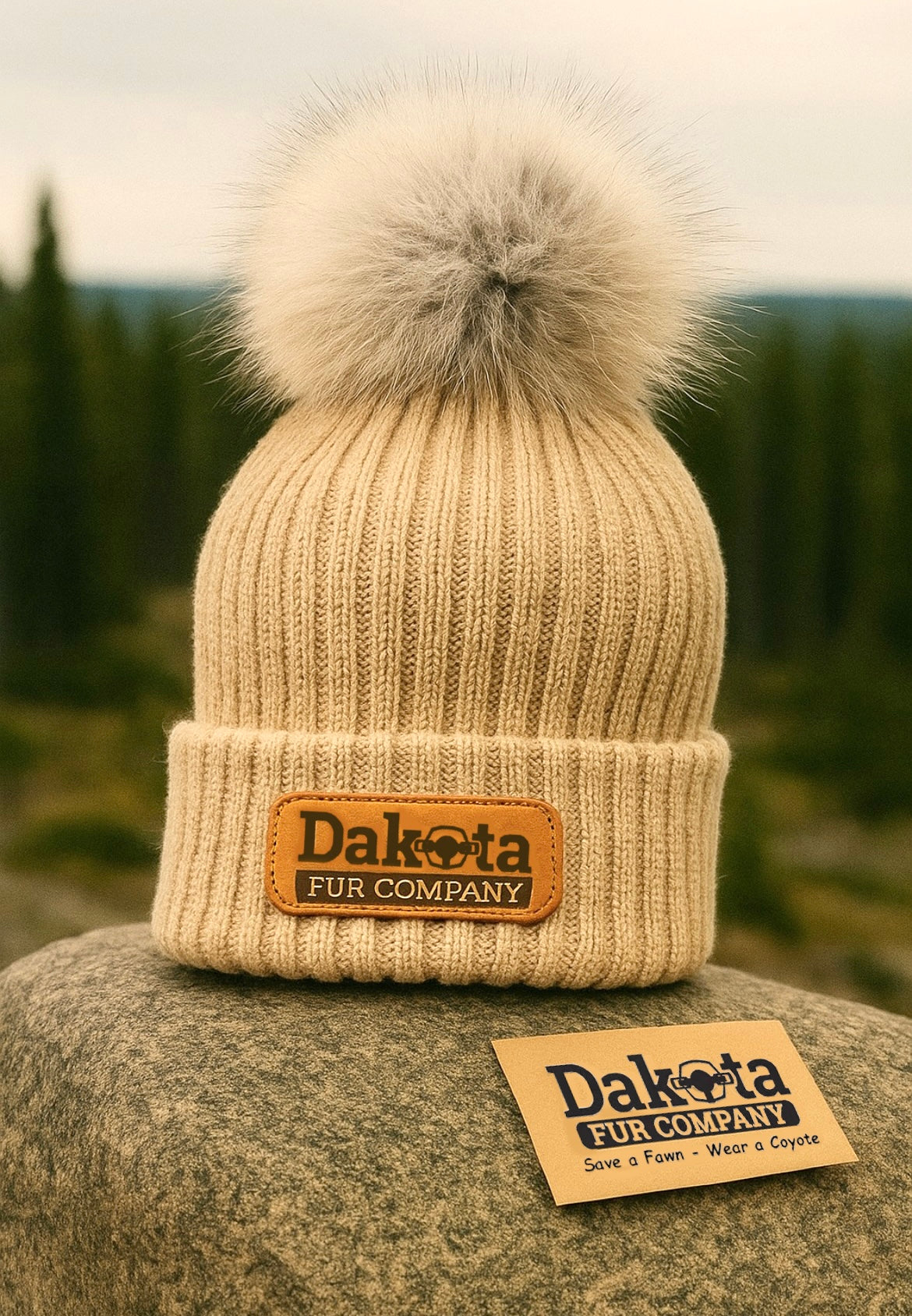 Fur Pom-Pom Beanie - Golden Rod
