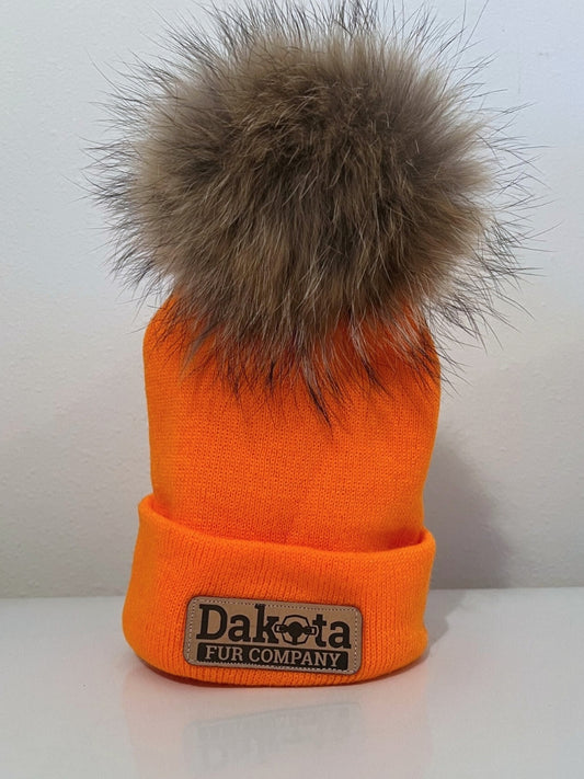 Fur Pom-Pom Beanie - Blaze Orange