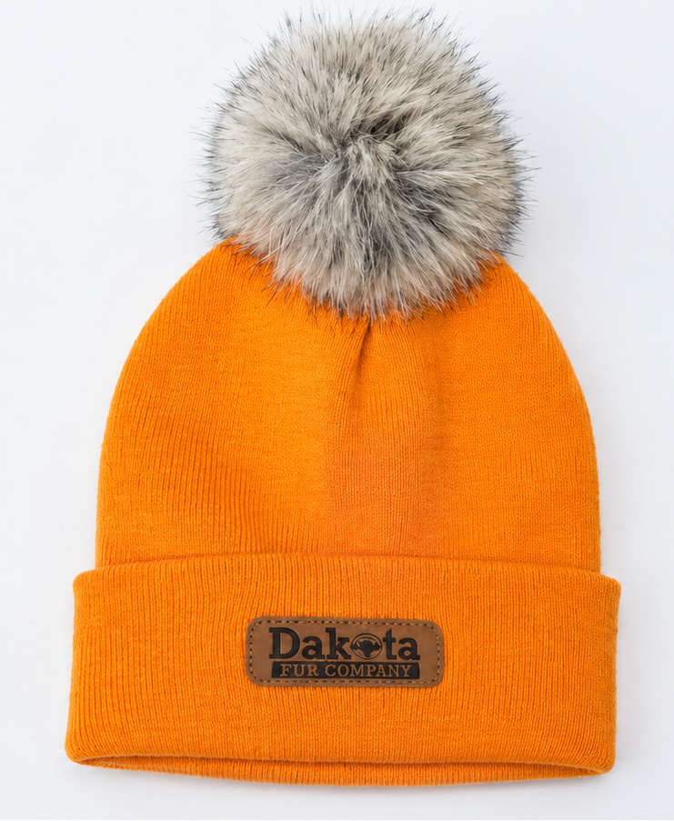 Traditional Real Fur Pom Beanie – Hunter Orange