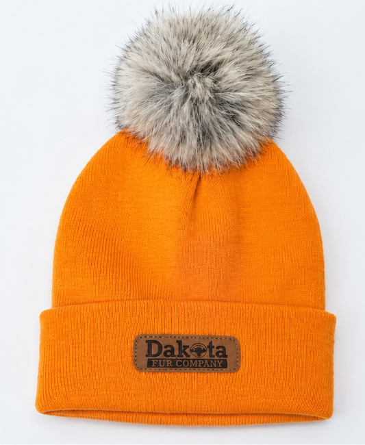 Traditional Real Fur Pom Beanie – Hunter Orange