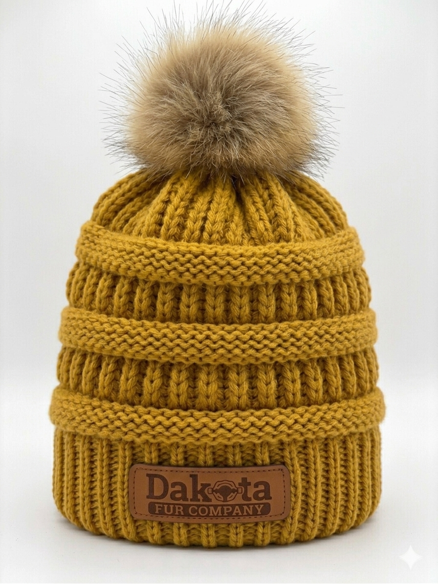 Designer Knit Real Fur Pom Hat – Golden
