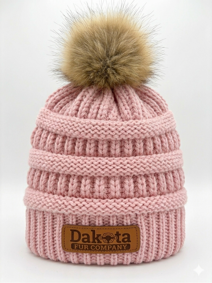 Designer Knit Real Fur Pom Hat – Pop Pink
