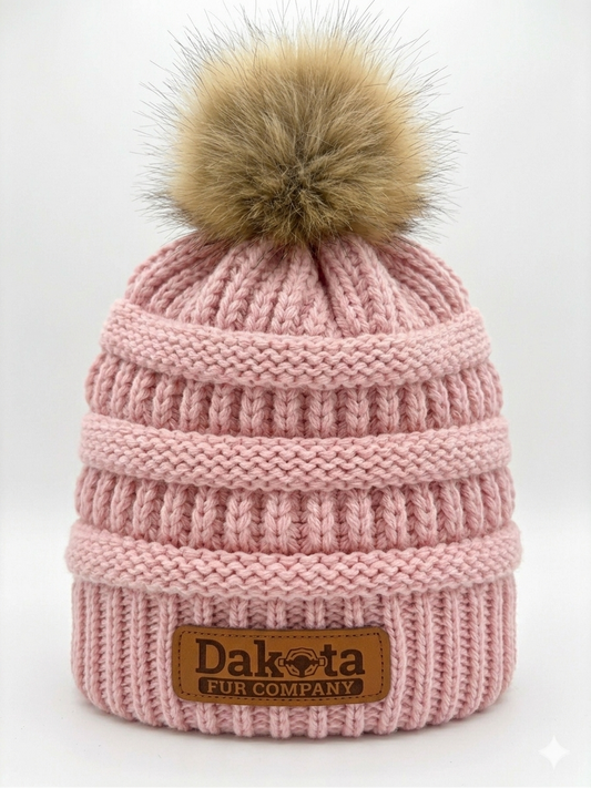 Designer Knit Real Fur Pom Hat – Pop Pink