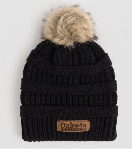 Designer Knit Real Fur Pom Hat – Midnight