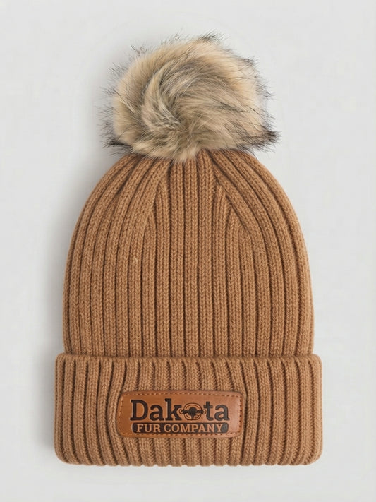 Classic Knit Real Fur Pom Beanie – Goldenrod