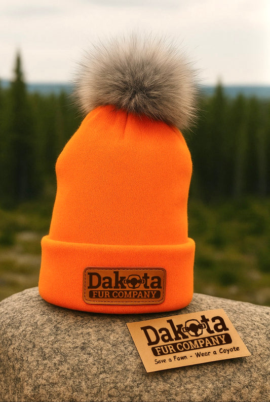 Fur Pom-Pom Beanie - Orange