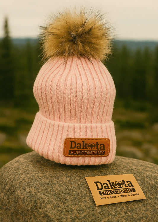 Fur Pom-Pom Beanie - Pink