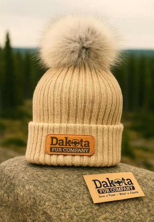 Fur Pom-Pom Beanie - Golden Rod