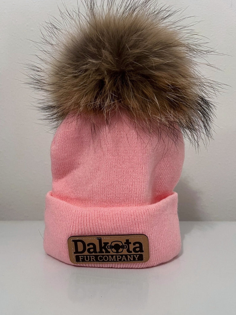 Fur Pom-Pom Beanie - Pink