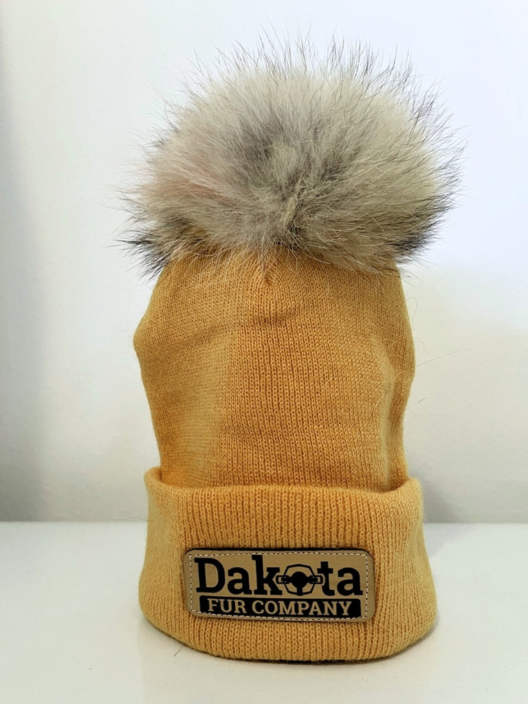 Fur Pom-Pom Beanie - Mustard