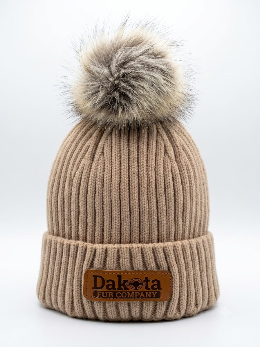 Classic Knit Real Fur Pom Beanie – Goldenrod