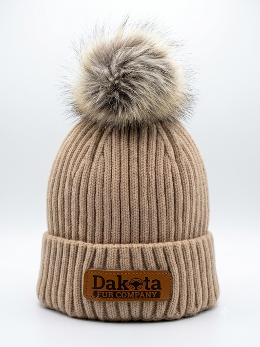 Classic Knit Real Fur Pom Beanie – Goldenrod